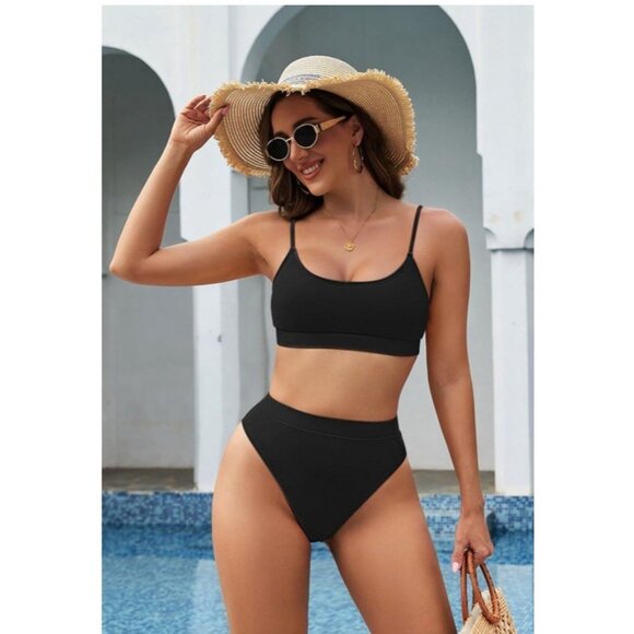 Pink Queen Women's Size Med High Waisted Bikini Cheeky High Cut Swimsuit Sz XL - Picture 3 of 6